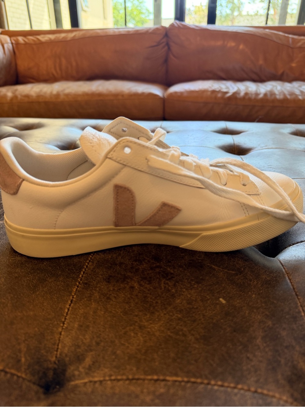 Veja Campo Leather Sneakers in White with Blush Accents size 8 - Picture 8 of 9